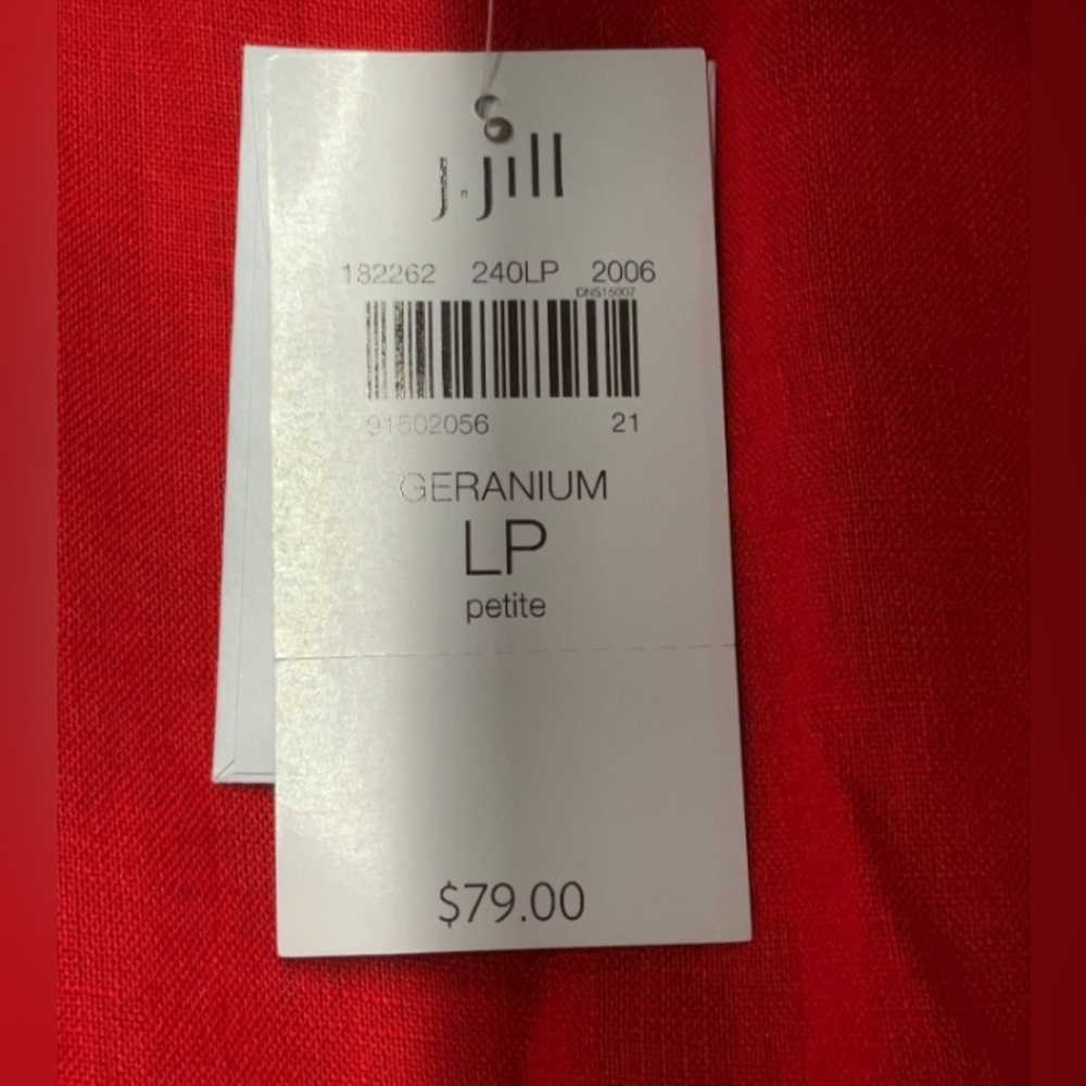 J Jill 100% Linen NEW Geranium Red Size Lp NWT - Picture 6 of 8